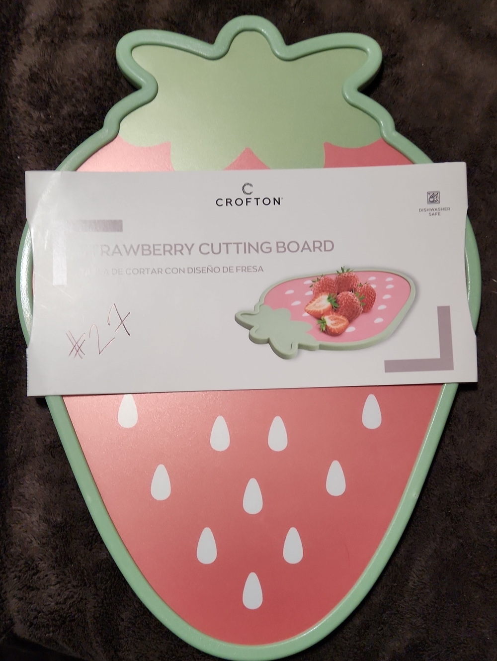 Crofton Strawberry Cutting Board - Coral Pink & Mint Green